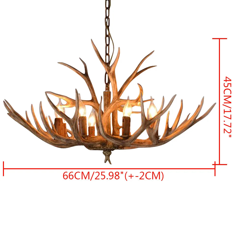 OUKANING Antler 6-Heads Chandelier – Deer Horn Style Candle Light Lamp