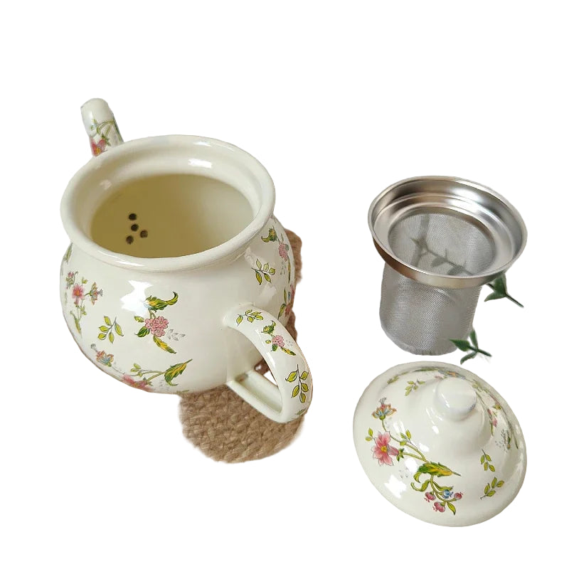 Thickened Enamel Teapot with Tea Filter – Mini Kitchen Kettle