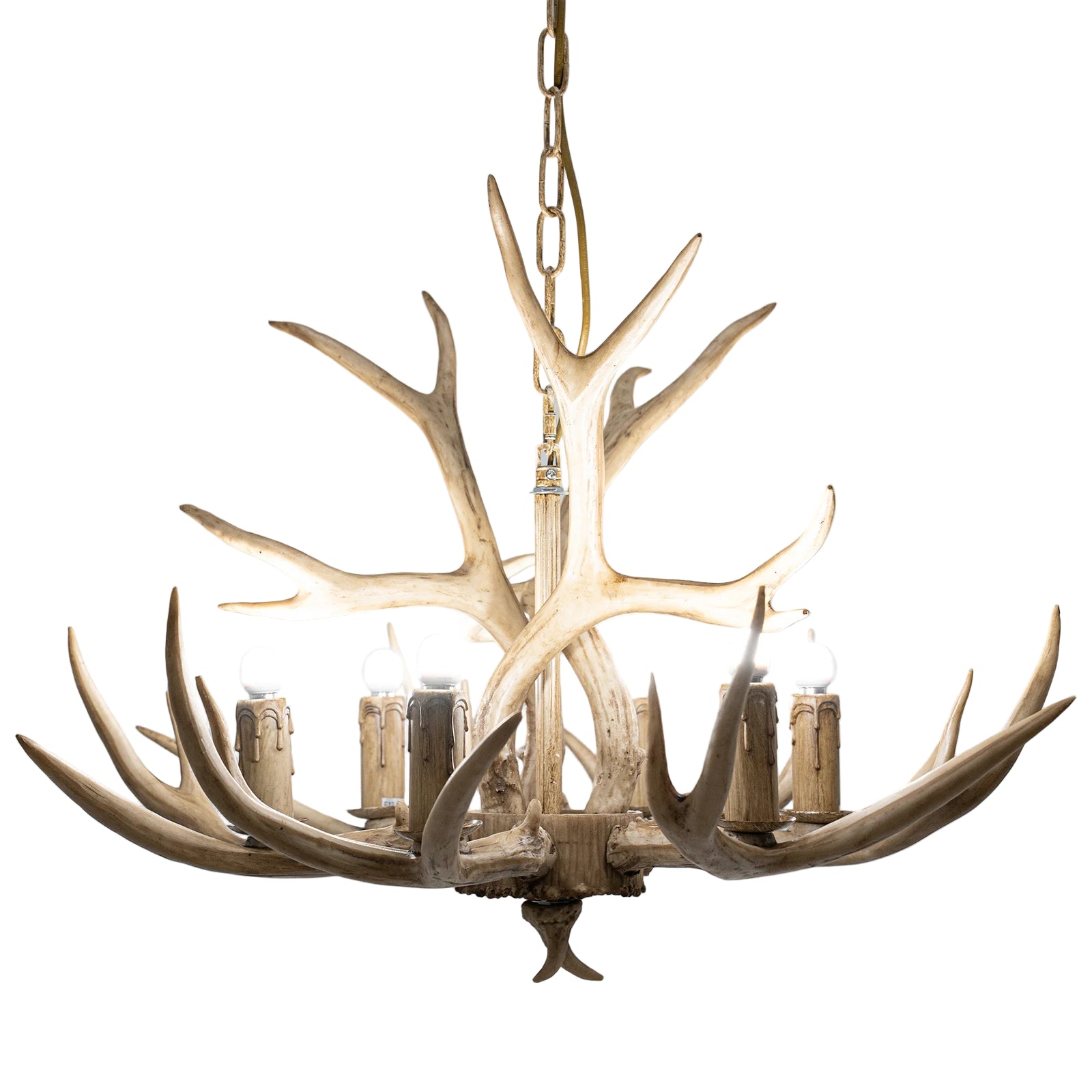 OUKANING Antler 6-Heads Chandelier – Deer Horn Style Candle Light Lamp