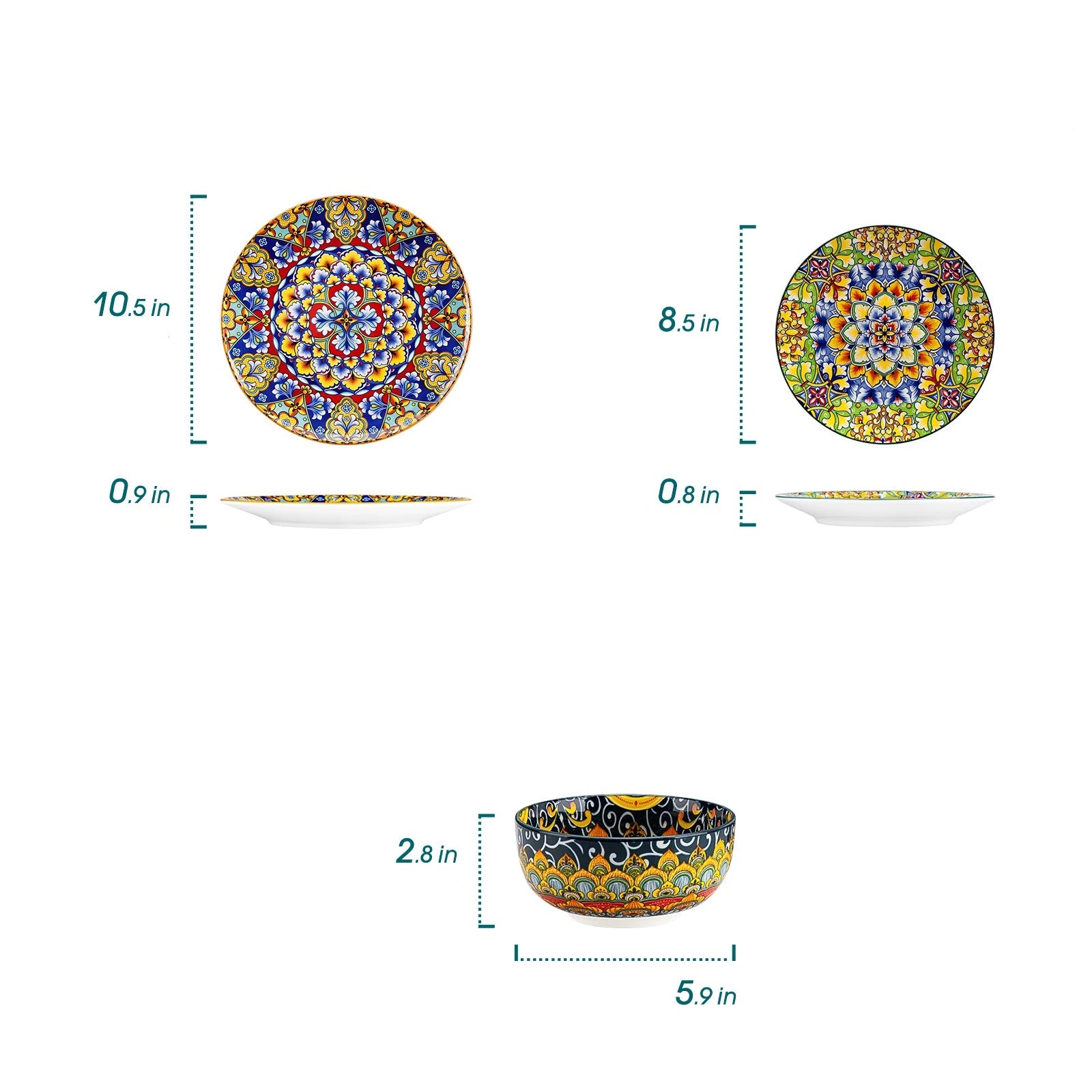 vancasso 12-Piece Ceramic Dinnerware Set – Bohemian Double-Sided Design