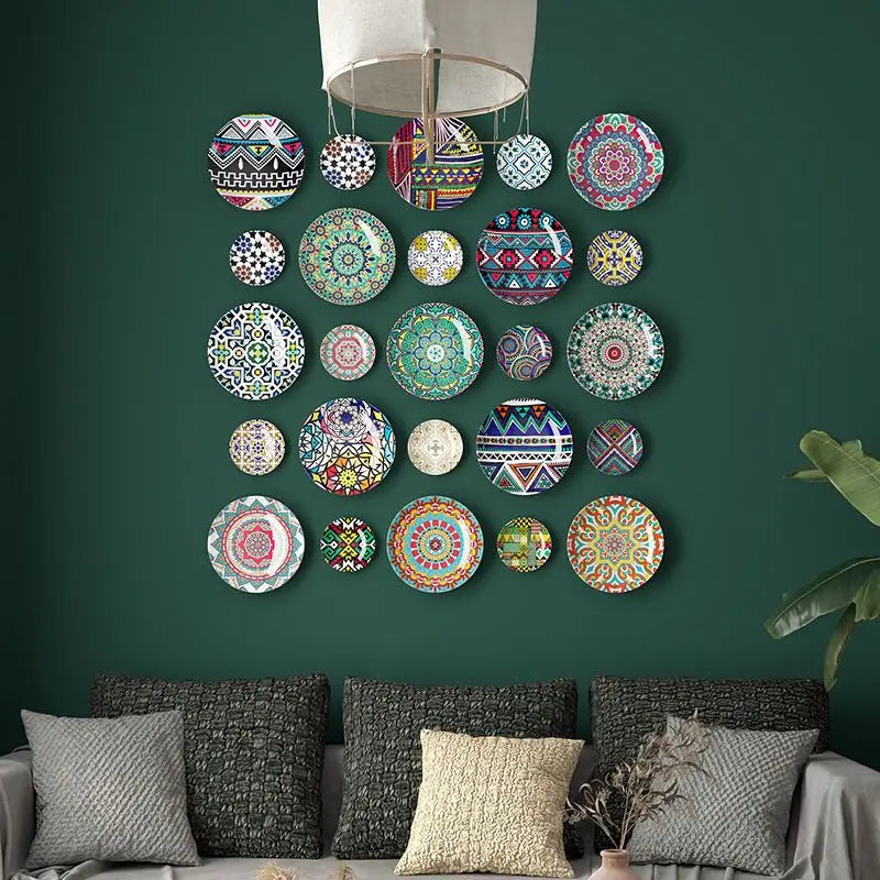 Bohemian Moroccan Ceramic Decorative Hanging Plate