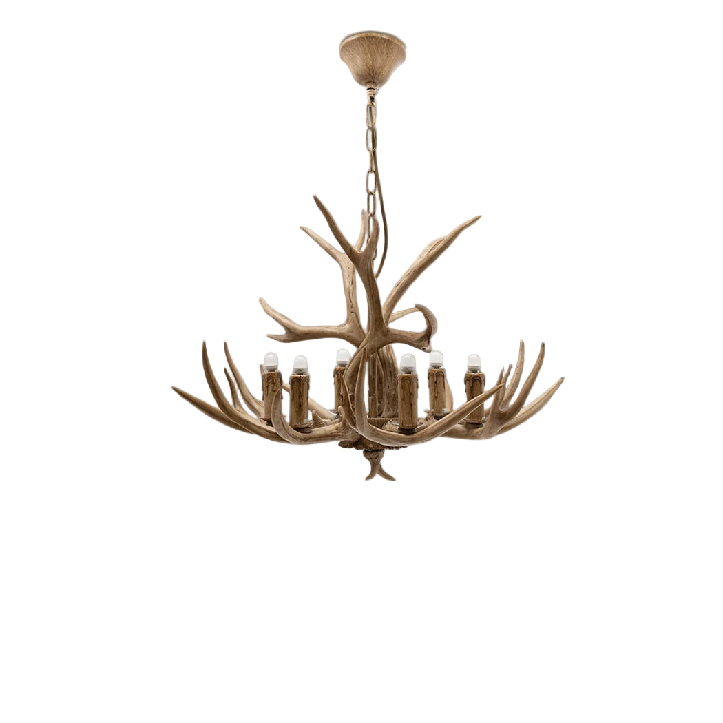 OUKANING Antler 6-Heads Chandelier – Deer Horn Style Candle Light Lamp