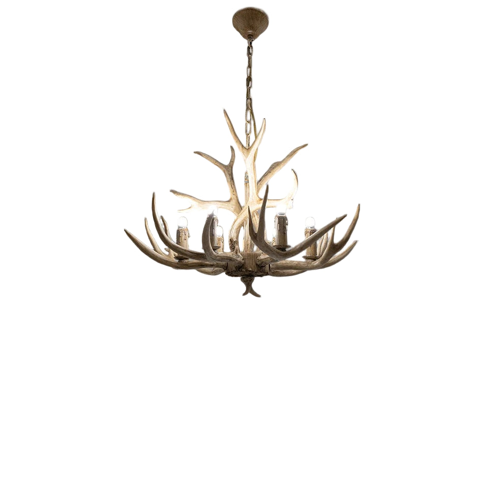OUKANING Antler 6-Heads Chandelier – Deer Horn Style Candle Light Lamp